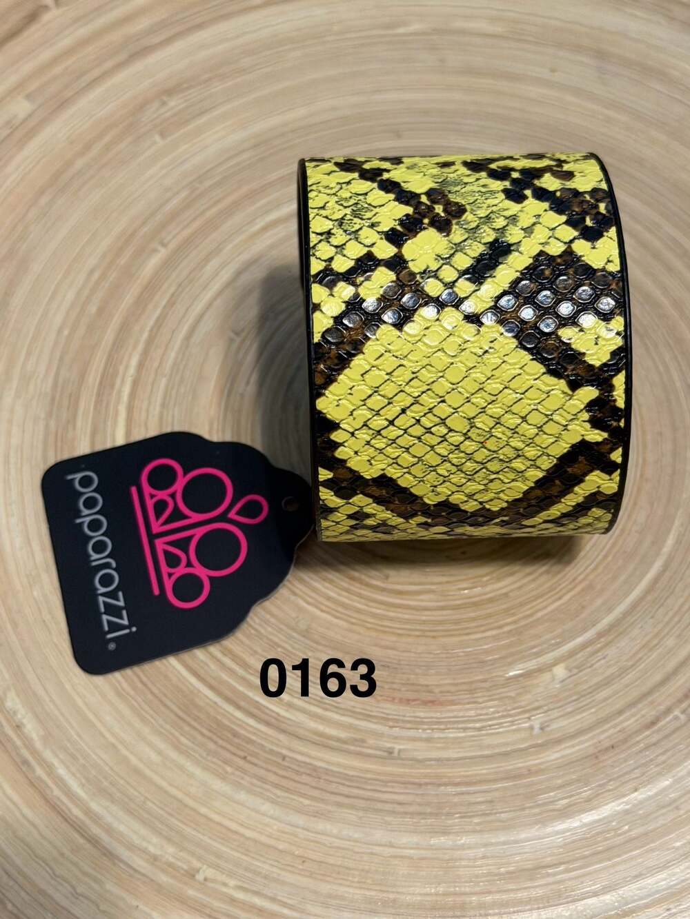 Paparazzi 'The Rest Is HISS-tory' Yellow Snakeskin Print Urban Cuff Bracelet
